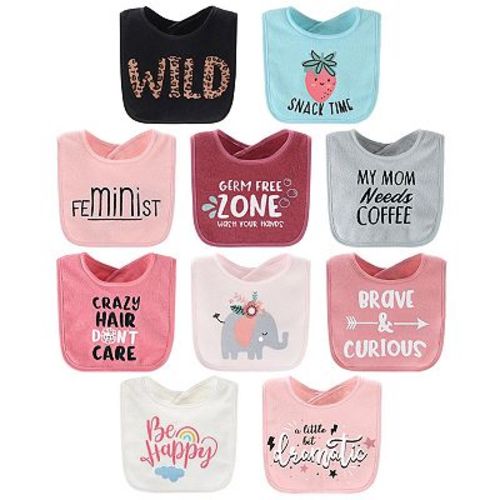 The Peanutshell 10-Pack Wild Child Terry Cloth Baby Feeding Bibs
