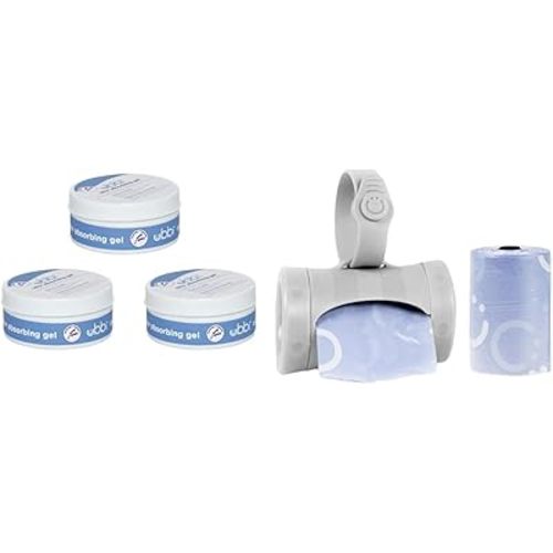 Ubbi Lavender Scented Absorbing Gel Value Pack - 3 Count Diaper Pail Odor Control for Baby Nursery & Retractable On the Go Bag Dispenser for Travel, Diaper Bag Accessory Must Have for Newborn
