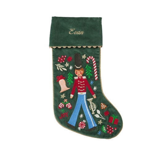 Rifle Paper Co. Nutcracker Embroidered Velvet Christmas Stocking Collection
