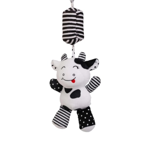 Hanging Plush Toy - "Casey the Cow" – Young Wonderer Black and White Baby Boutique
