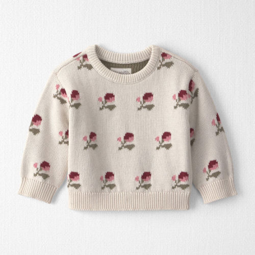 Baby Organic Cotton Sweater Knit Pullover in Floral Jacquard | Carter’s Oshkosh Canada