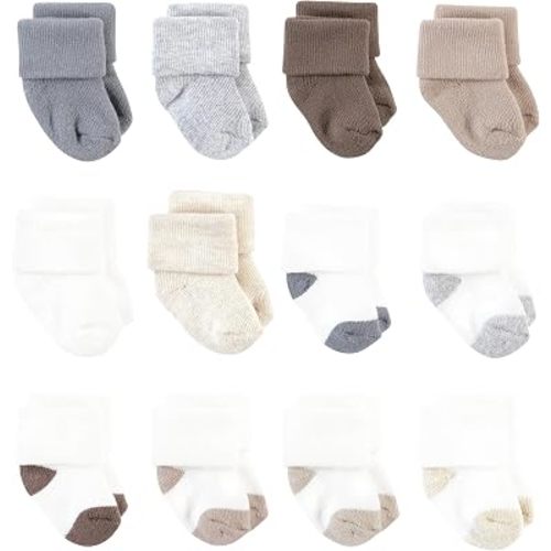 Hudson Baby Basics Unisex Baby Cozy Terry Baby Sock 12-Pack
