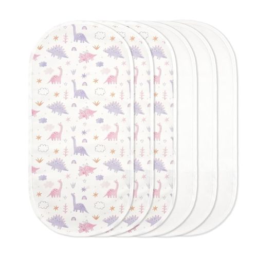 TILLYOU Waterproof Changing Pad Liners 6 Pack, 100% Cotton Reusable Cloth Diaper Liners, White