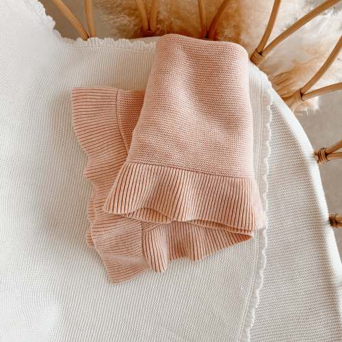 Heirloom Poppy Frill Knit Blanket - Pink Lemonade