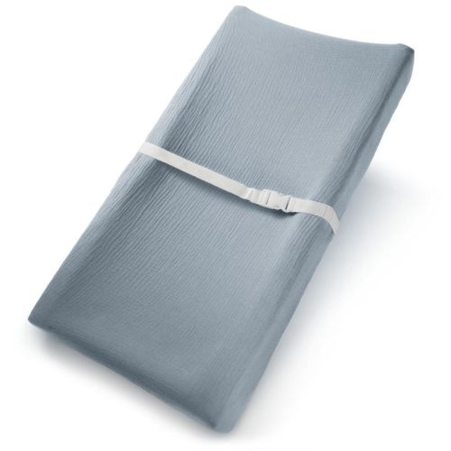 Muslin Fitted Changing Pad Cover, Extra Soft Diaper Changing Station Covers for Baby Girls Boys, Changing Pad Sheets by Comfy Cubs - Pacific Blue