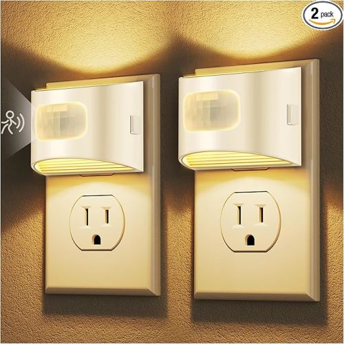 DORESshop LED Night Light[2 Pack], Night Lights Plug into Wall, 3 Mode Motion Sensor Night Light Plug in, Dusk to Dawn Sensor, Nightlights for Adults, Bedroom, Bathroom, Hallway, White Cover