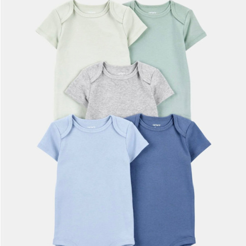 Baby Boy 5-Pack Solid Short-Sleeve Cotton Bodysuits | Carter's