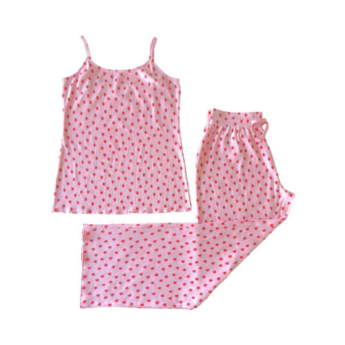 Pink Strawberry / Organic Pointelle Women's Cami Lounge Set