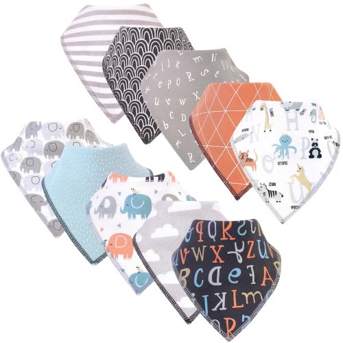 Hudson Baby Infant Boy Cotton Fleece Bandana Bibs 10pk, Alphabet, One Size - Alphabet - One Size