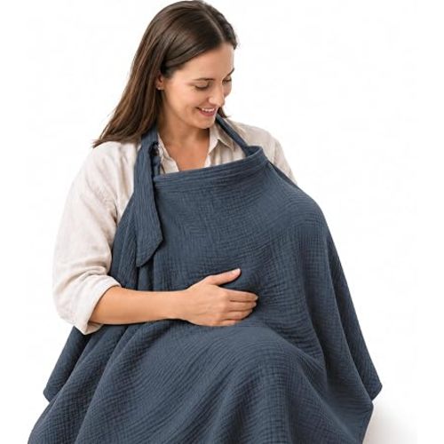100% Muslin Cotton Nursing Cover with Arch Neckline for Women