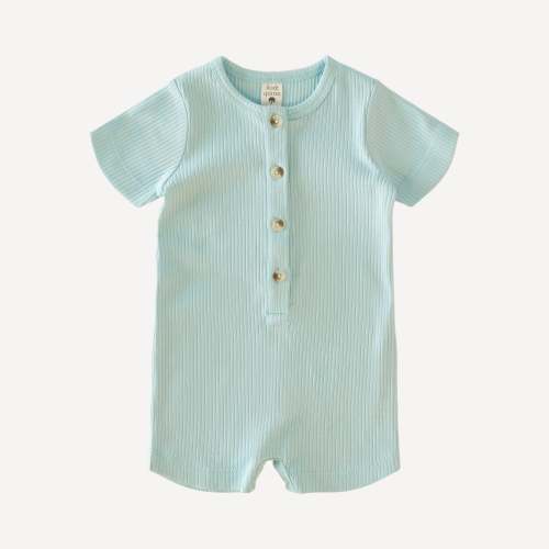 12 month | short sleeve button shortie | glow blue