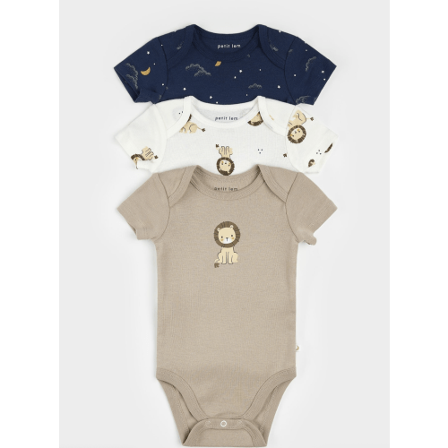 Petit Lem - Little Lions 3 Pack Bodysuits