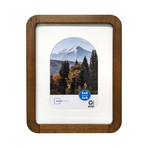 Mainstays 6x8 inch Matted to 4x6 inch Wood Table Top Picture Frame with Rounded Corners, Walnut
