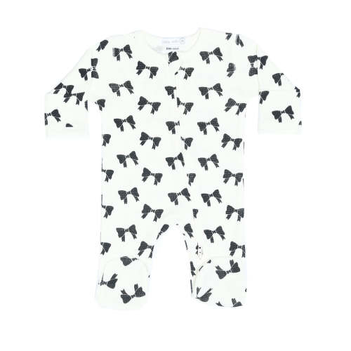 Baby Thermal Two-Way Zipper Footie - Bows