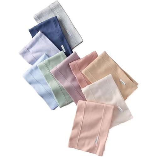 Butterblu Bailey 10-Pack Burp Cloths 100% Organic Cotton Knit for Newborn & Baby Boys & Girls, Sorbet Frost Rainbow, One Size