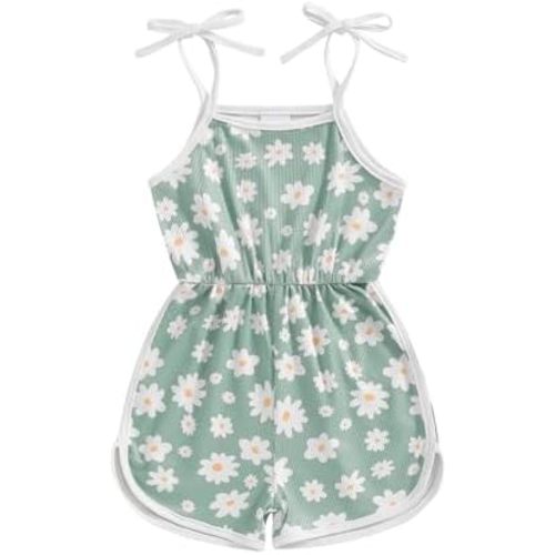 WZTYYDS Toddler Baby Girl Summer Clothes Floral Tie-Up Strap Romper
