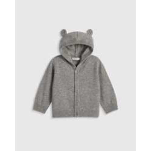 Washable Cashmere Hooded Cardigan in Heather Grey