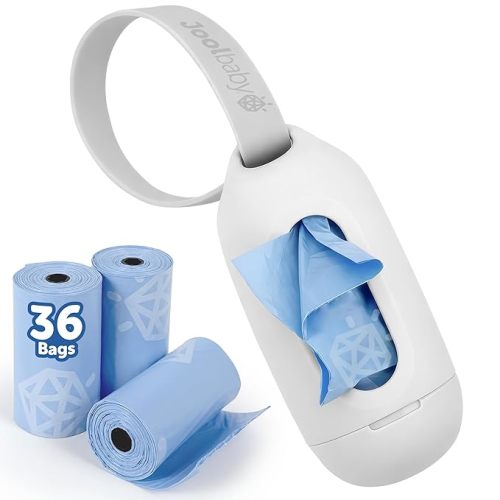 Jool Baby Disposable Diaper Bag Dispenser (Gray) + 3 Refill Rolls (Lavender-Scented) - Attaches to Stroller or Diaper Bag for On-the-Go Convenience