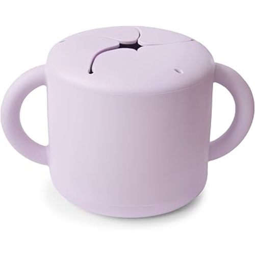 mushie Silicone Snack Cup | Spill Proof Food Container for Toddler and Baby (Soft Lilac)