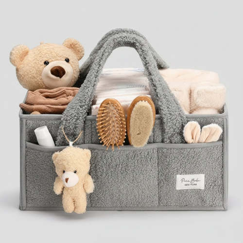 Baby Storage Basket - Plush Sherpa Diaper Organizer Caddy – Royalty Decor