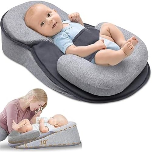 Rest Nest Baby Lounger Pillow with Strap for Infant Support Cushion Reflux Breastfeeding Pillow, Bottle Feeding, Tummy Time