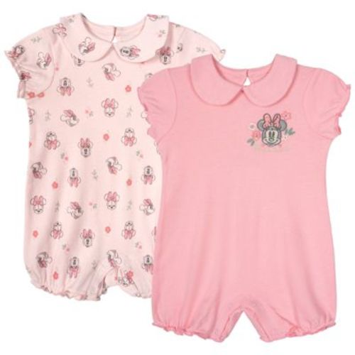 Disney Minnie Mouse Infant Baby Girls 2 Pack Rompers Pink 12 Months