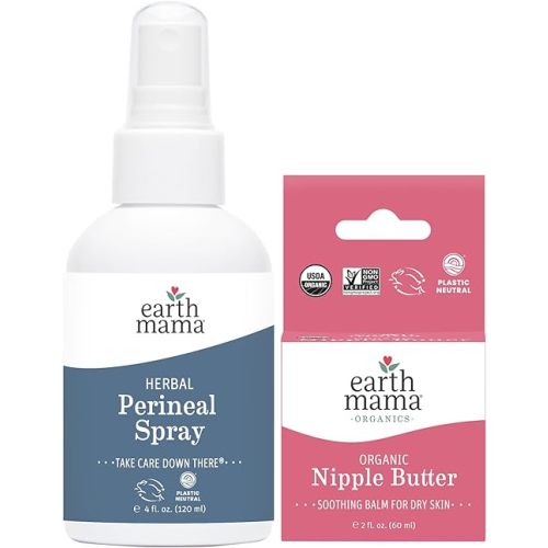 Earth Mama Essentials Bundle | Organic Nipple Butter™ & Herbal Perineal Spray | Postpartum Essentials for Nursing and After Birth Recovery