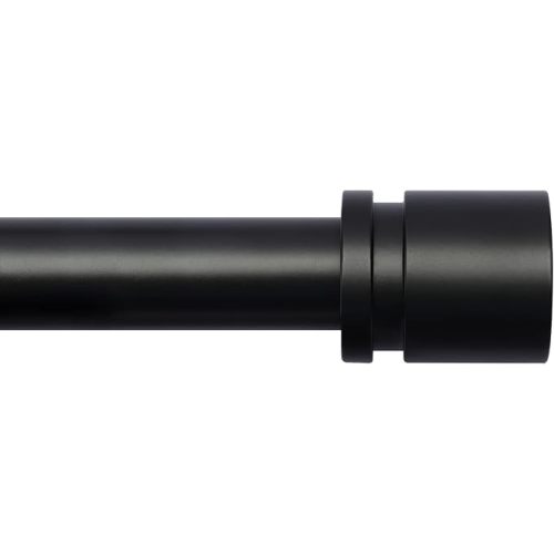 Byondeth Curtain Rods for Windows 16 to 48 or 60 Inches Max Adjustable Length 1 Inch Diameter Window Curtain Rod with Aluminium Finials, Black