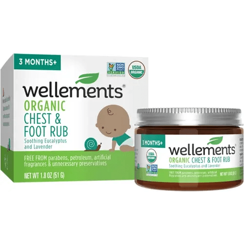 Wellements Organic Baby Chest and Foot Rub | Soothes and Comforts with Eucalyptus and Lavender | Certified Organic | Free From Petroleum, Menthol and Artificial Fragrance | 1.8 Fl Oz. | 3 Months+
