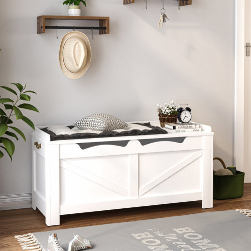 Red Barrel Studio® Curlene 39.4" Storage Bench, Storage Chest, Lift-Top Storage Trunk with 2 Safety Hinges, Wooden Storage Box Chest Organizer for Bedroom, Entryway, Living Room & Reviews | Wayfair