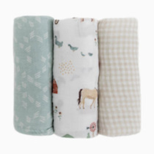 Little Unicorn Cotton Muslin Swaddle 3 Pack - Farmyard