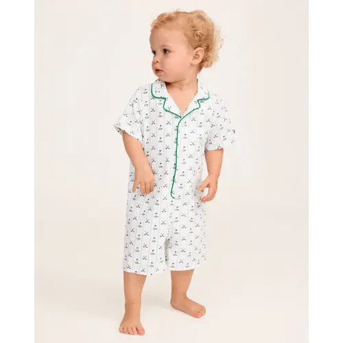 Baby's Twill Summer Romper in Fairway Stripe
