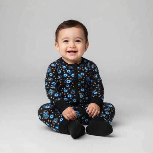 Evil Eye Bamboo Baby Sleeper: Convertible Footie Pajamas
