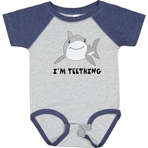inktastic I'm Teething Cute Shark Baby Bodysuit