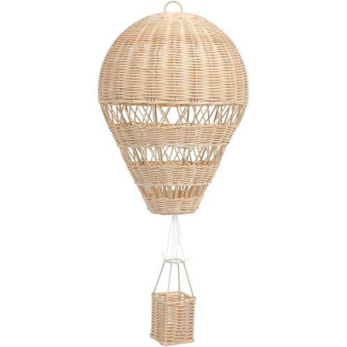 SEWACC Woven Rattan Hot Air Balloon Decor, Handmade Nursery Wall Hanging, Wicker Balloon Decoration