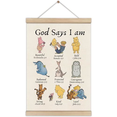 Winnie Nursery Decor - God Says I Am Inspirational Wall Art Decor