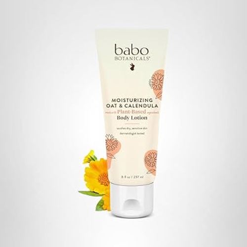 Babo Botanicals Moisturizing Oat & Calendula Body Lotion - for Dry or Sensitive Skin - for All Ages - Vegan - Lightly Scented - 1 or 2 Pack