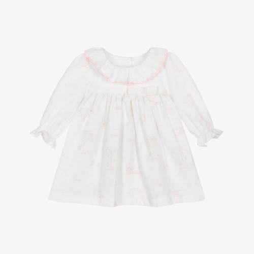 Patachou - Baby Girls Ivory & Pink Cotton Toile de Juoy Dress | Childrensalon (6 Months)