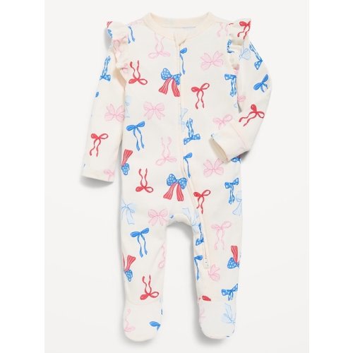 Ruffle-Trim 2-Way-Zip Sleep & Play Footed One-Piece for Baby