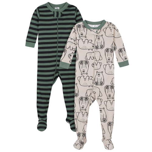 Gerber Baby & Toddler Footed Cotton Pajamas, 2pk, Sizes 0/3M - 5T