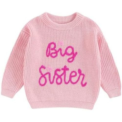 Suolongsama Big Sister Little Sister Matching Outfits, Toddler Baby Girl Knit Chunky Sweater Sweatshirt Warm Winter Clothes