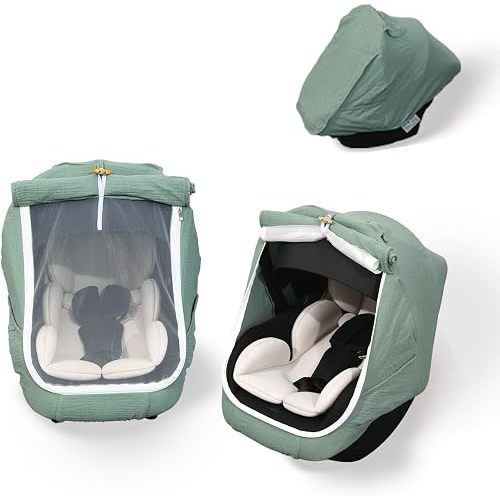 Baby Car Seat Cover, Baby Carseat Cover for Newborn, Muslin Baby Carrier Cover, Breathable Cotton Cover