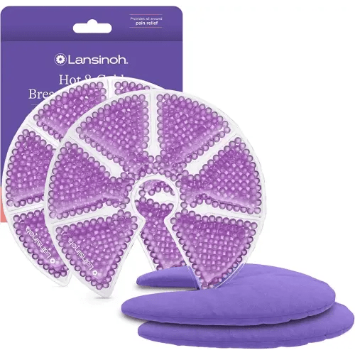 Lansinoh Breast Therapy Packs, Hot and Cold Breast-Pads with 2 Soft Covers, Postpartum Essentials for Nipple Pain Relief, Mastitis, Engorgement, Support for Breastfeeding and Pump Aid, 2 Pack