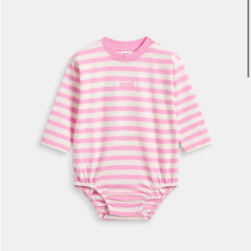 Core Stripe Rugby Bodysuit | Candy Pink | Seed Heritage