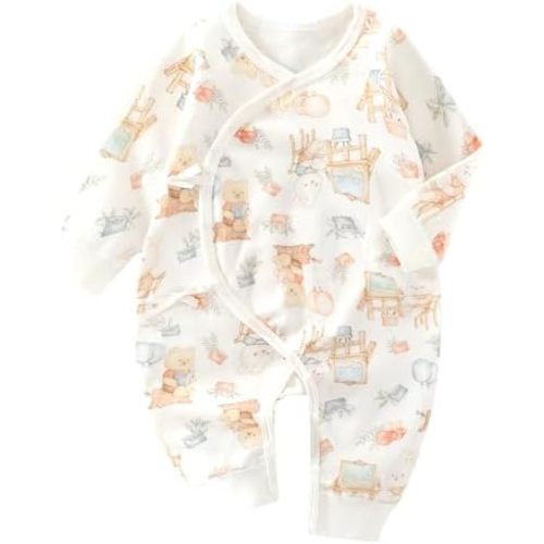 Baby Girl Boy Romper Side Snap Kimono Japanese Cotton Newborn Outfit Newborn-6M