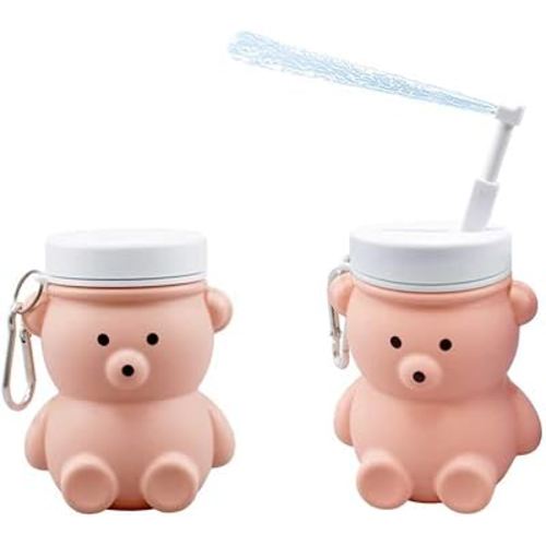 Cute Portable Bidet for Kids, Lovely Baby Bidet Spray Bottle, 300ml Compact Travel Size Camping Peri Bottle with Retractable and Angle-Adjustable Nozzle for Home, Outdoors, Camping & Travel Pink(1pc)