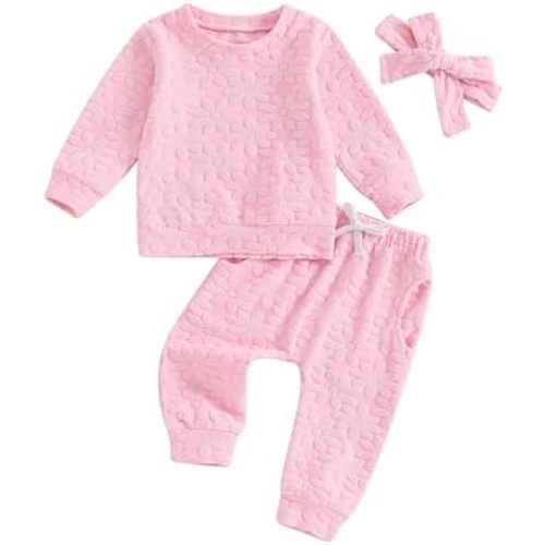 Toddler Newborn Baby Girl Clothes Daisy Floral Sweatshirt Jogger Pants Set 3Pcs Outfit Fall Winter Tracksuit Sweatsuit