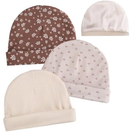 3pcs Satin Lined Baby Newborns Beanie Hats Soft Stretchy Baby Girls Infant Caps Silky Satin Lined Toddler Hat