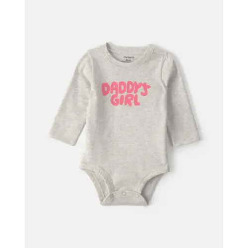 Baby Girl 'Daddys Girl' Long-Sleeve Graphic Bodysuit - Grey | Carter's