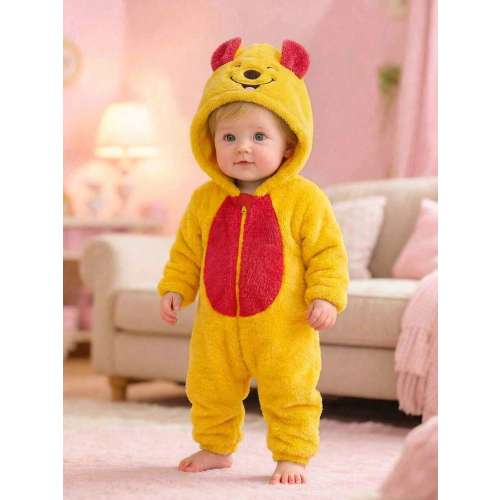 SHEIN Adorable Baby Boys Hooded Long Sleeve Sweatshirt Jumpsuit, Multicolor Colorblock Polyester One-Piece With Zipper And Regular Sleeve | SHEIN USA